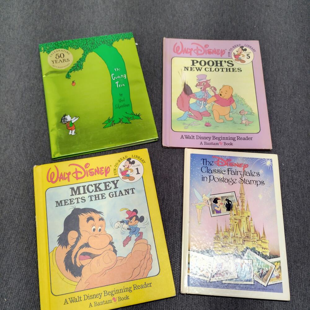 Vintage Disney Book Lot Pooh Mickey Giant Stamp Collector The Giving Tree 50th